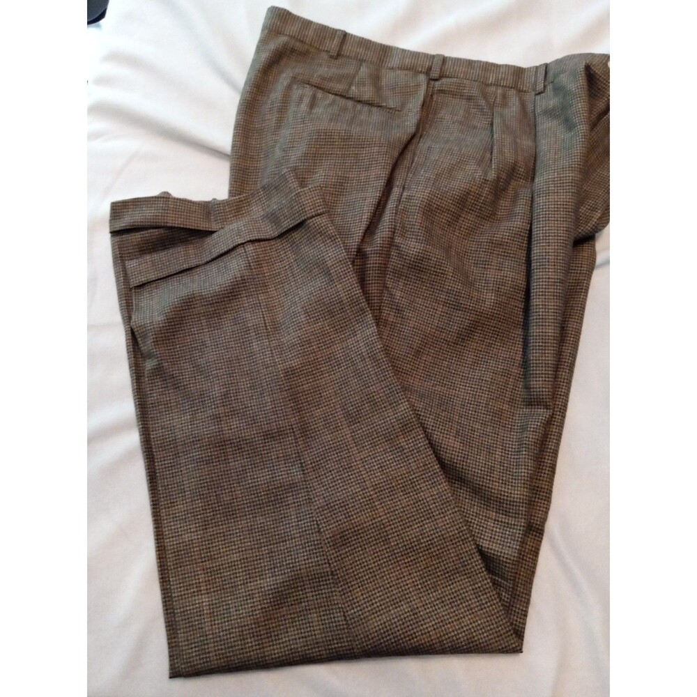 Vintage Pierre Cardin 40x37 Brown Dress Pants Trouser Pleated  Wool